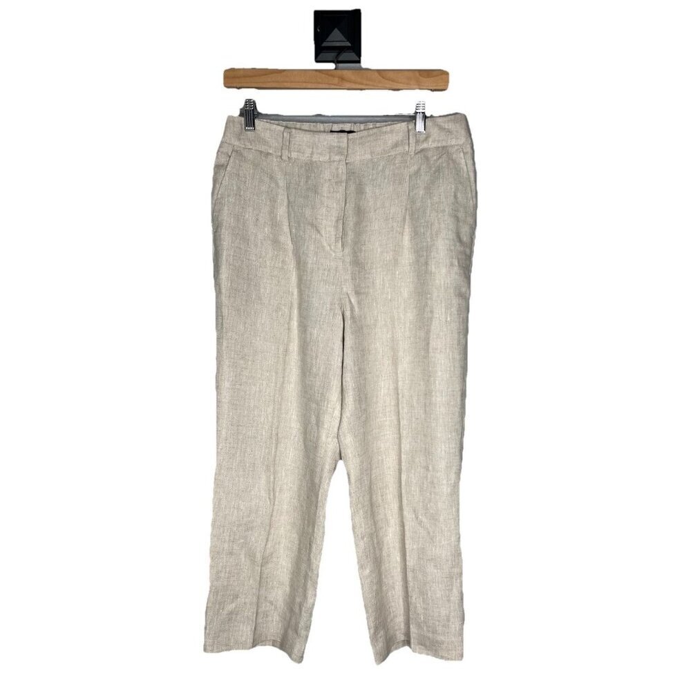 Talbots Bristol Pants 8 PETITE Tan Light Camel Stretch Pleated Ankle High Rise